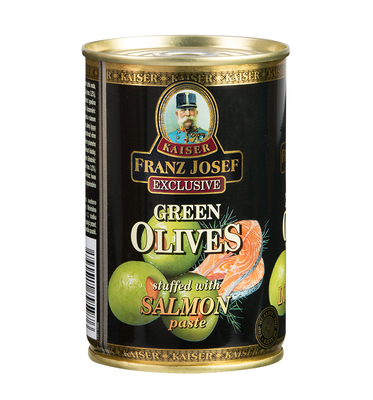 Zöld olívabogyó lazackrémmel töltve, sós lében 300g